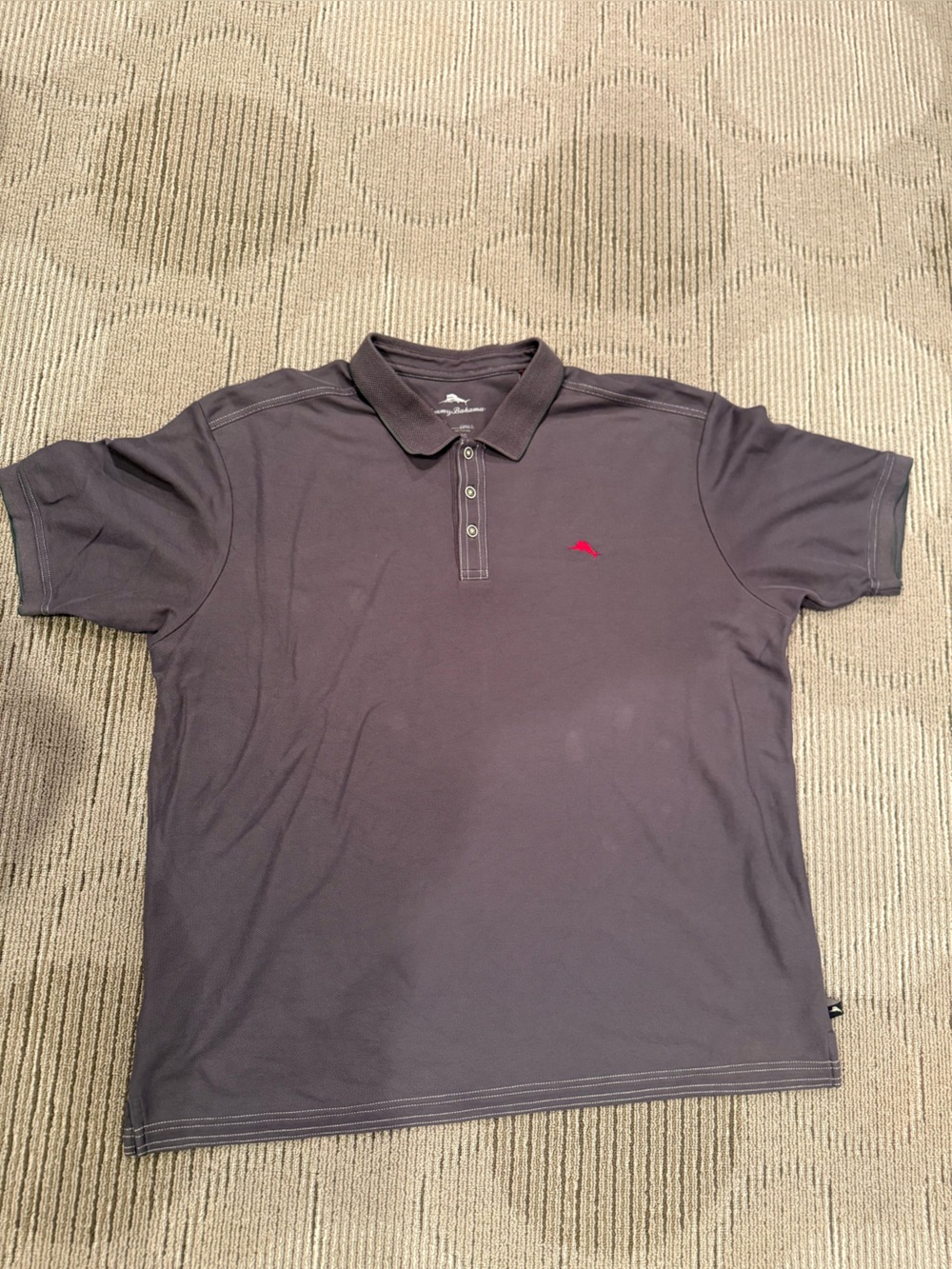 Tommy Bahama Polo Shirt - Charcoal with Red Logo